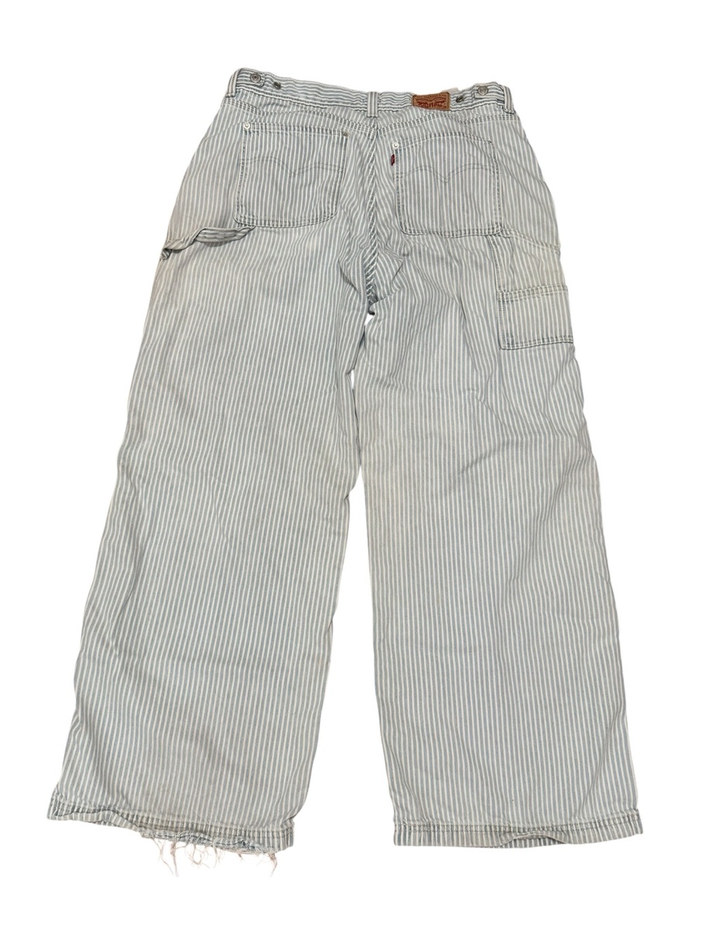 Levi’s cinch baggy Striped Wide Leg Cotton Pants jeans Blue & White plus size 34 - Picture 2 of 5